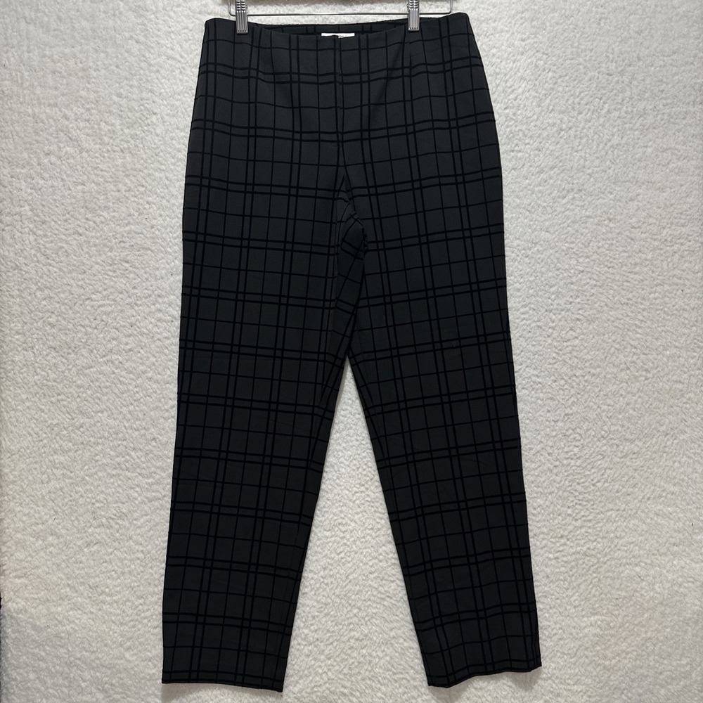 Vintage Talbots Stretch Black Plaid High Waist Dress‎ Pants Women's Size 12